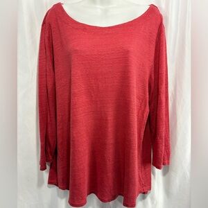 Habitat Womens Red Terracotta 100% Linen Long Sleeve Shirt Top Sz XL